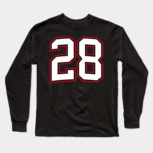 Number Twenty Eight 28 Long Sleeve T-Shirt by cowyark rubbark